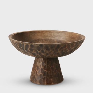 Carved Dark Wash Pedestal Bowl - Kohl and Soda