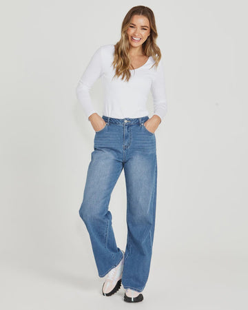 Emerald High Waisted Wide Leg Jeans - Kohl and Soda