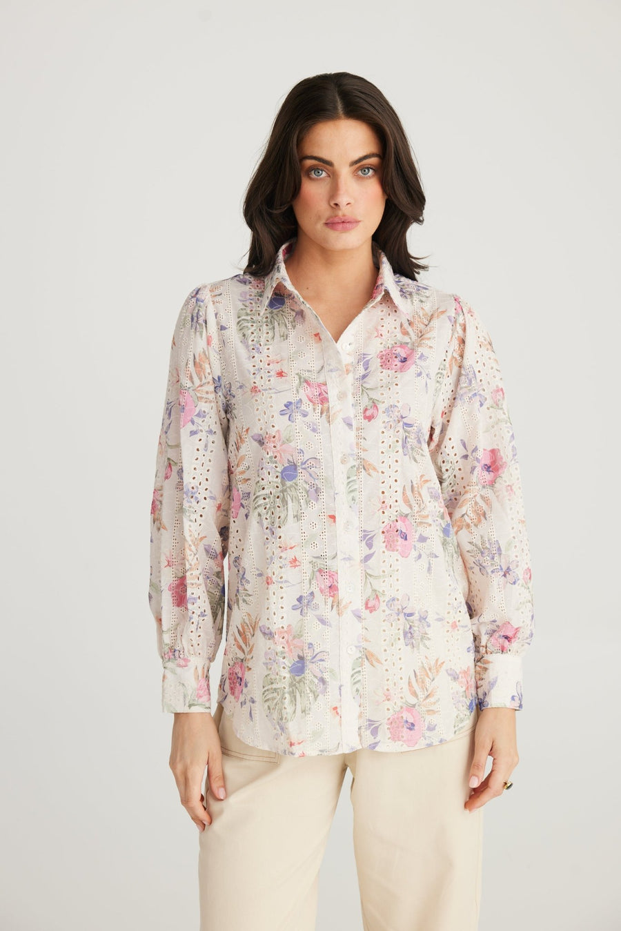 Flower Child Shirt Floral Broderie - Kohl and Soda
