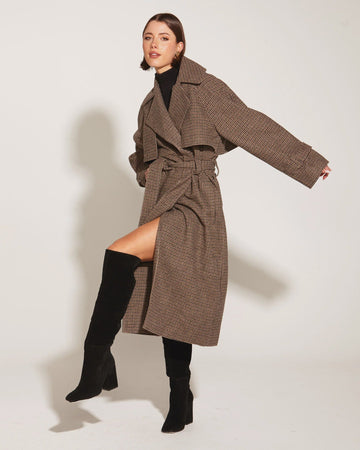 You Read My Mind Houndstooth Trench - Kohl and Soda