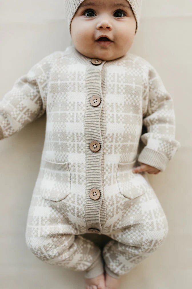 Marlo Knitted Onepiece - Marlo Check Jacquard - Kohl and Soda