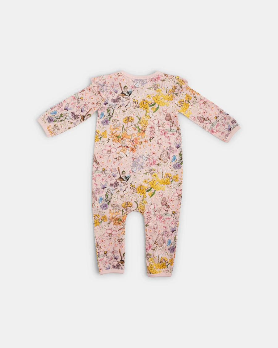 Shop May Gibbs Scout Frill Onesie Rainbow Floral - At Kohl and Soda | Ready To Ship!