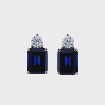 Shop Paris Blue Baguette Stud Earrings - At Kohl and Soda | Ready To Ship!