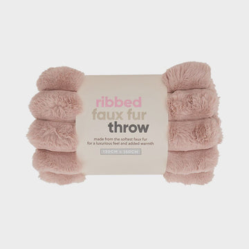 Ribbed Faux Fur Throw Dusty Pink - Kohl and Soda