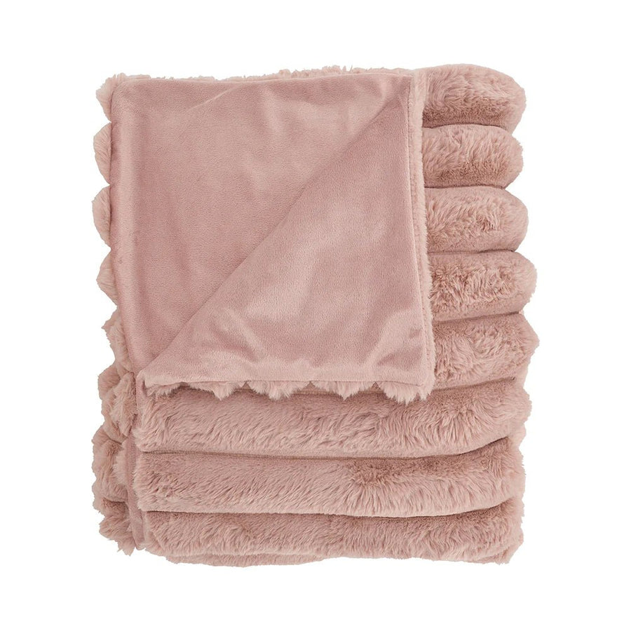Ribbed Faux Fur Throw Dusty Pink - Kohl and Soda