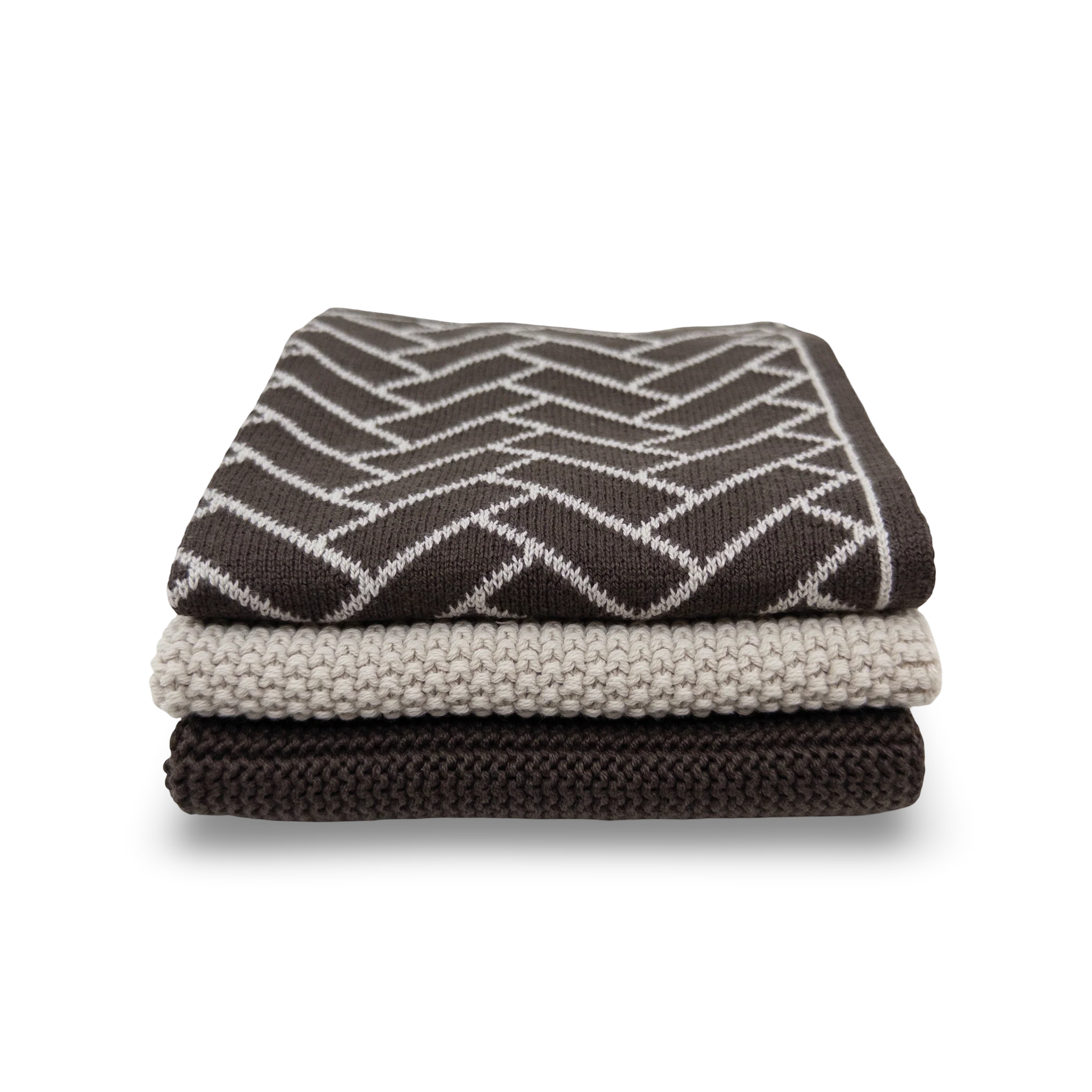 Dishcloth Variety 3-Pack Chocolate Herringbone
