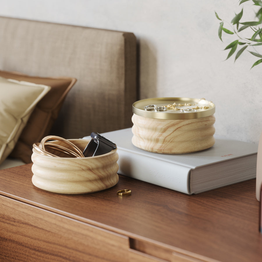 Umbra Tesora Wood Storage Box Natural & Brass