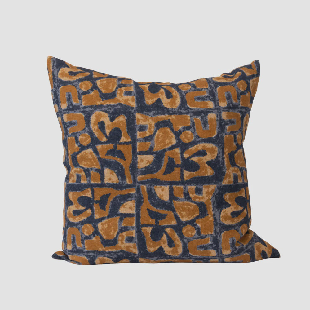 PeeKay Cushion - Blue & Mustard 50x50