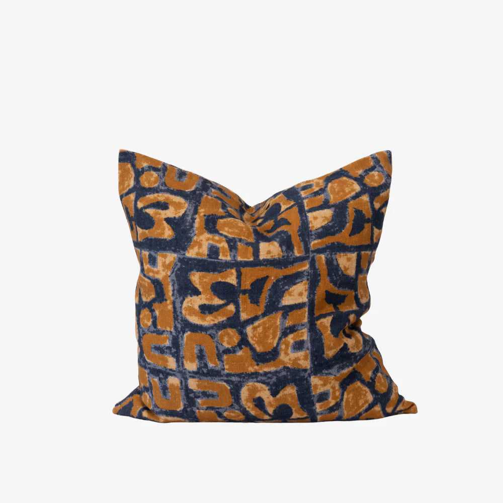 PeeKay Cushion - Blue & Mustard 50x50