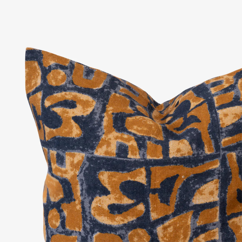 PeeKay Cushion - Blue & Mustard 50x50