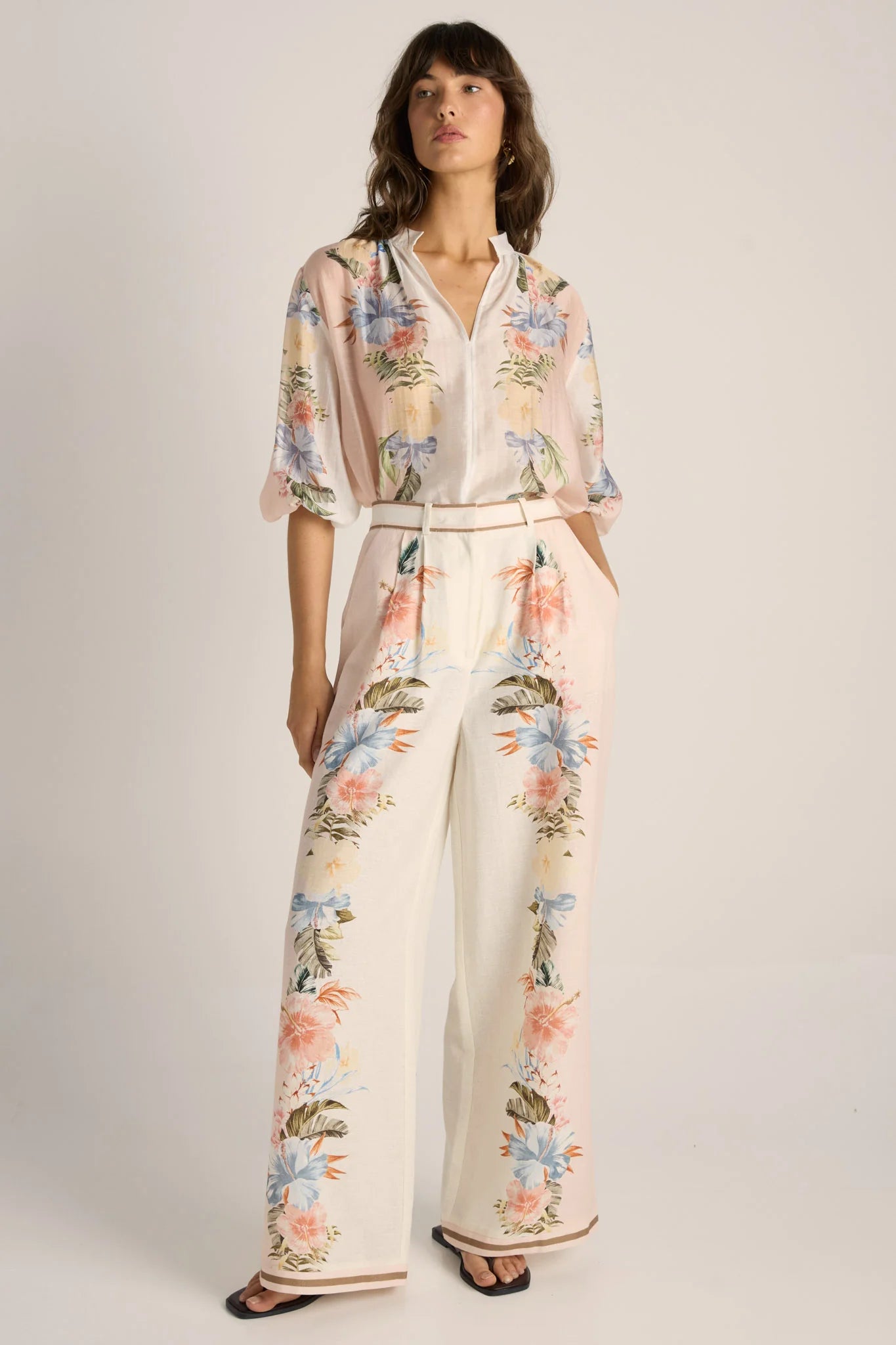 Solara Placement Print Collared Shirt Pink