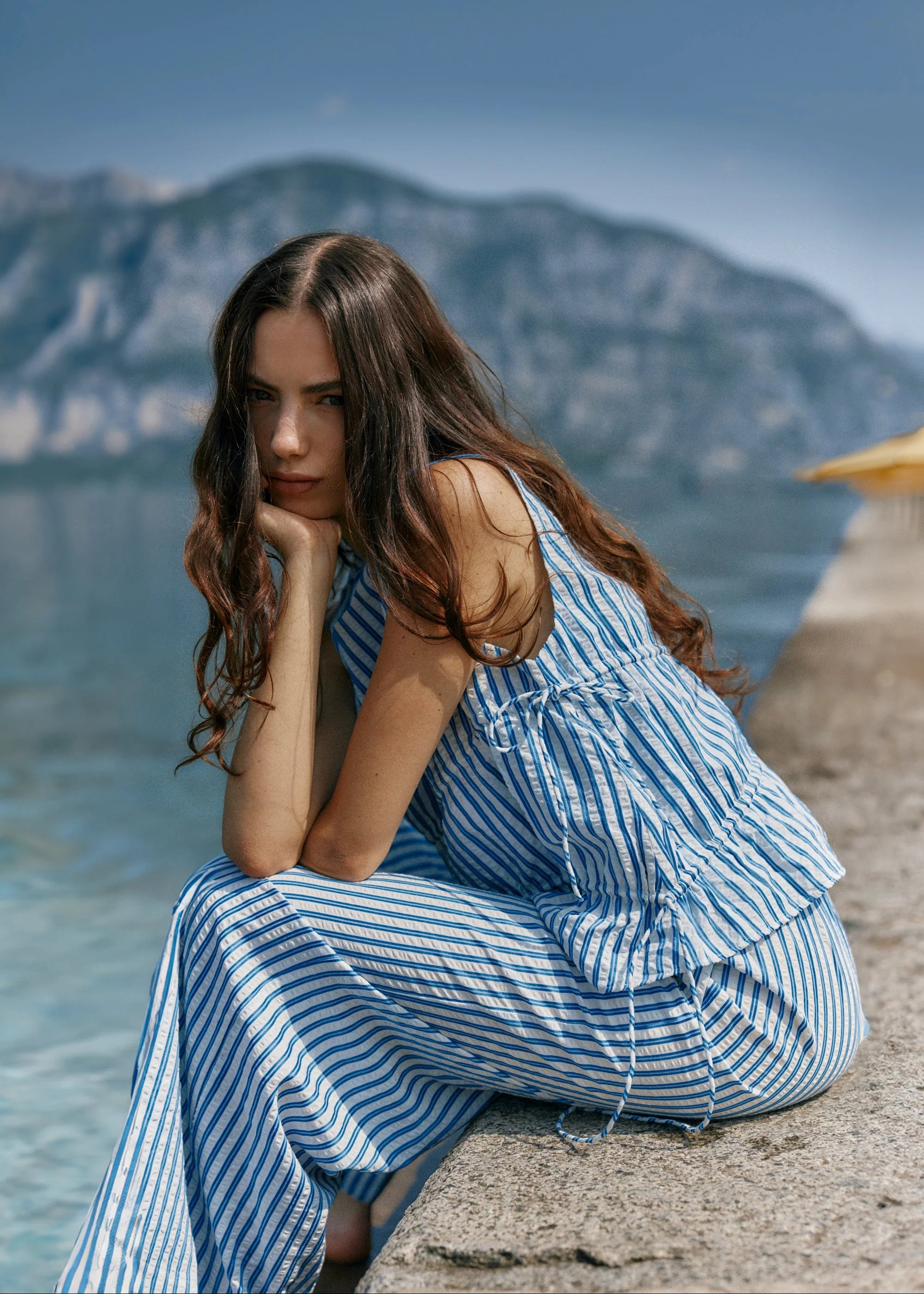 Aziza Pant Blue /White Stripe