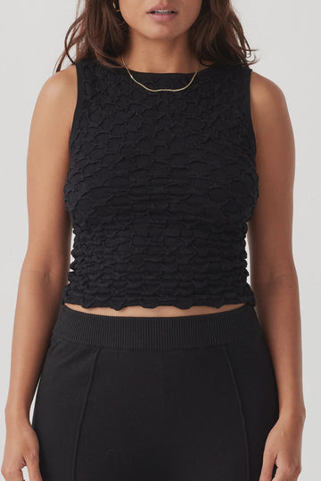 Mila Reversible Textured Tank - Black