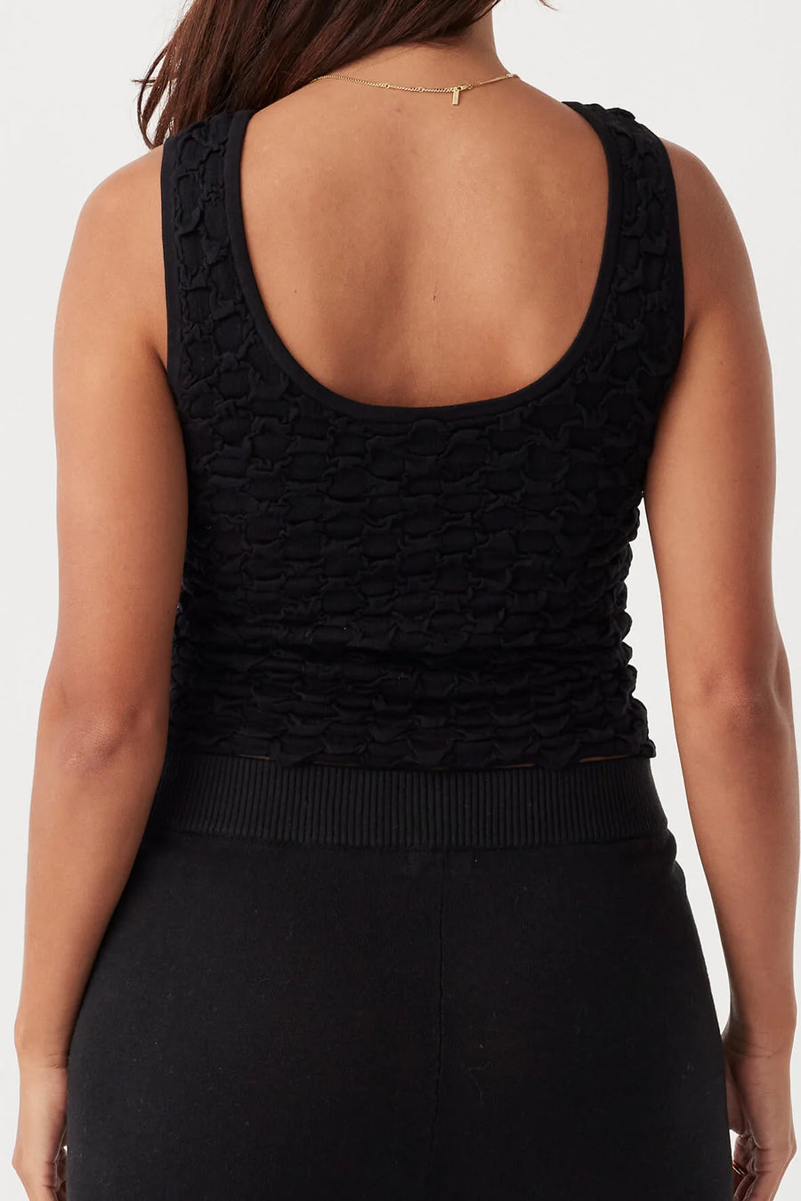 Mila Reversible Textured Tank - Black