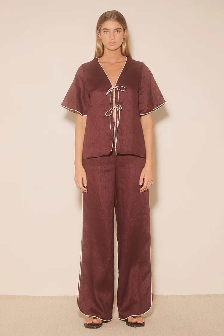 Aleria Pant Plum Contrast Bind
