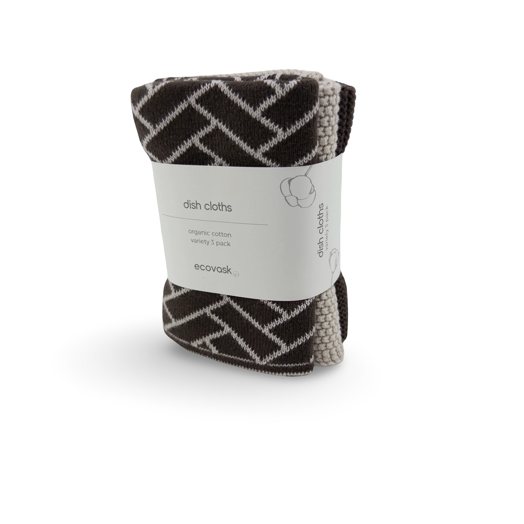 Dishcloth Variety 3-Pack Chocolate Herringbone