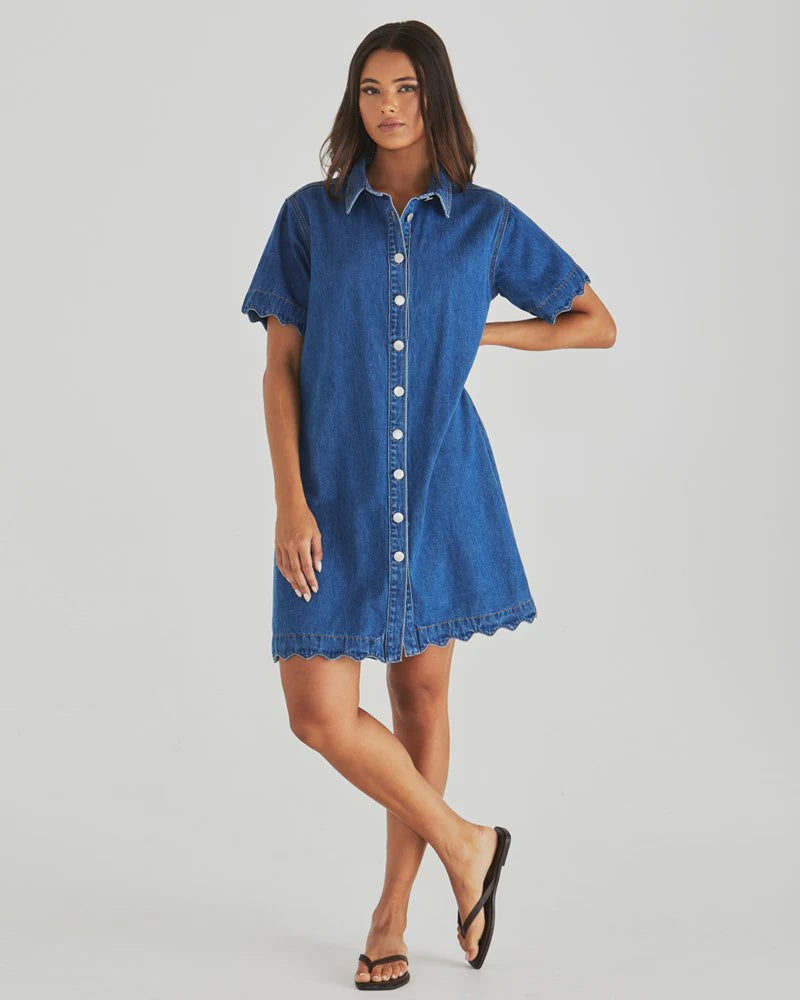 Vale Scalloped Denim Dress