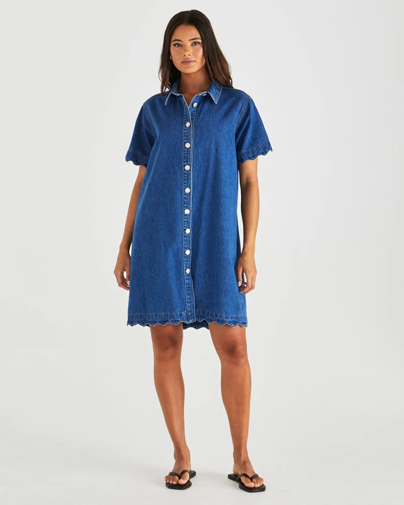 Vale Scalloped Denim Dress
