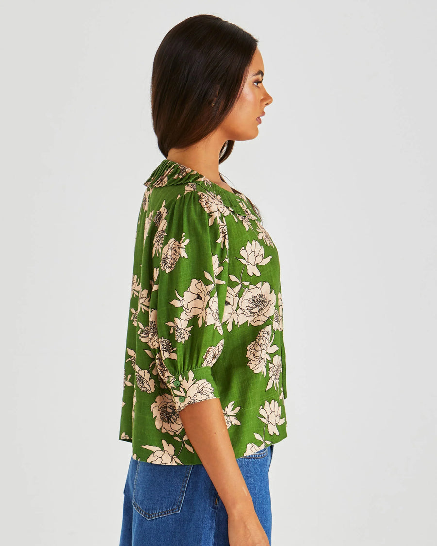 Antonie Pleated Blouse - Moonflower
