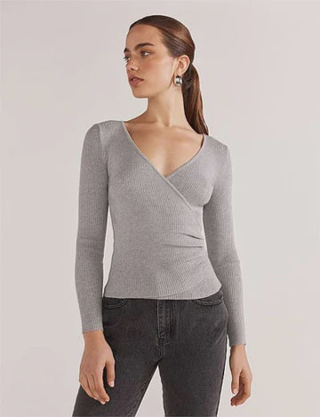 Molly Knit Top in Grey Marle