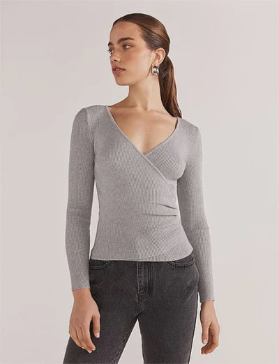 Molly Knit Top in Grey Marle