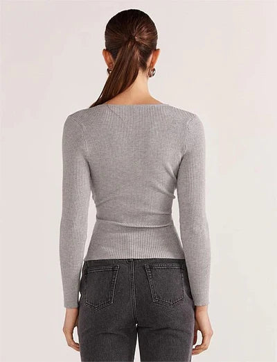 Molly Knit Top in Grey Marle
