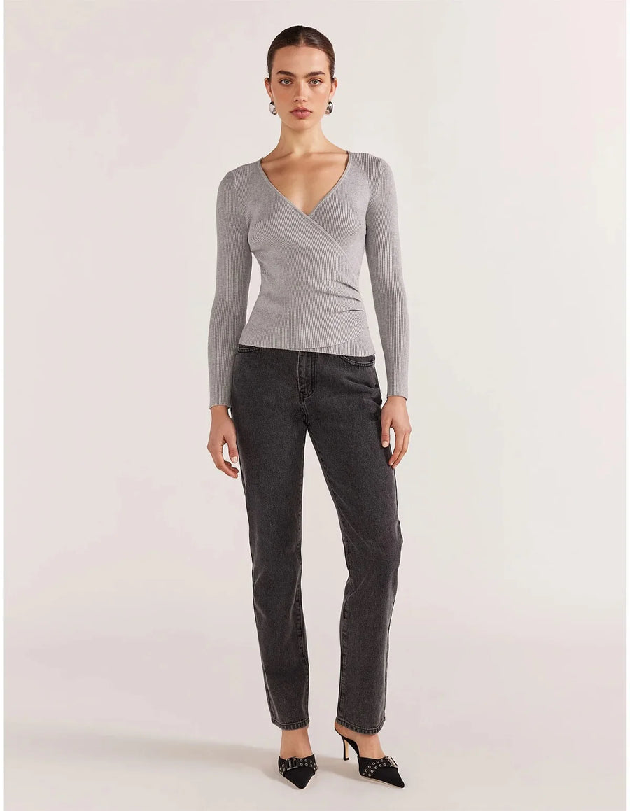 Molly Knit Top in Grey Marle