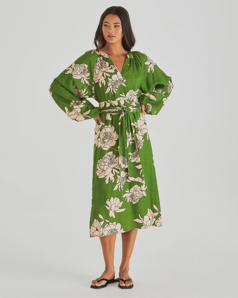 Antonie Obi Belt Dress - Moonflower
