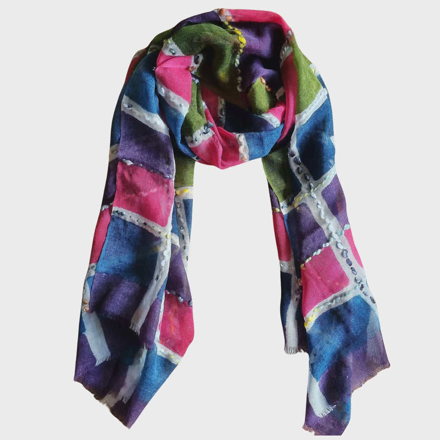 Pure Wool Winter Scarf Multi Check