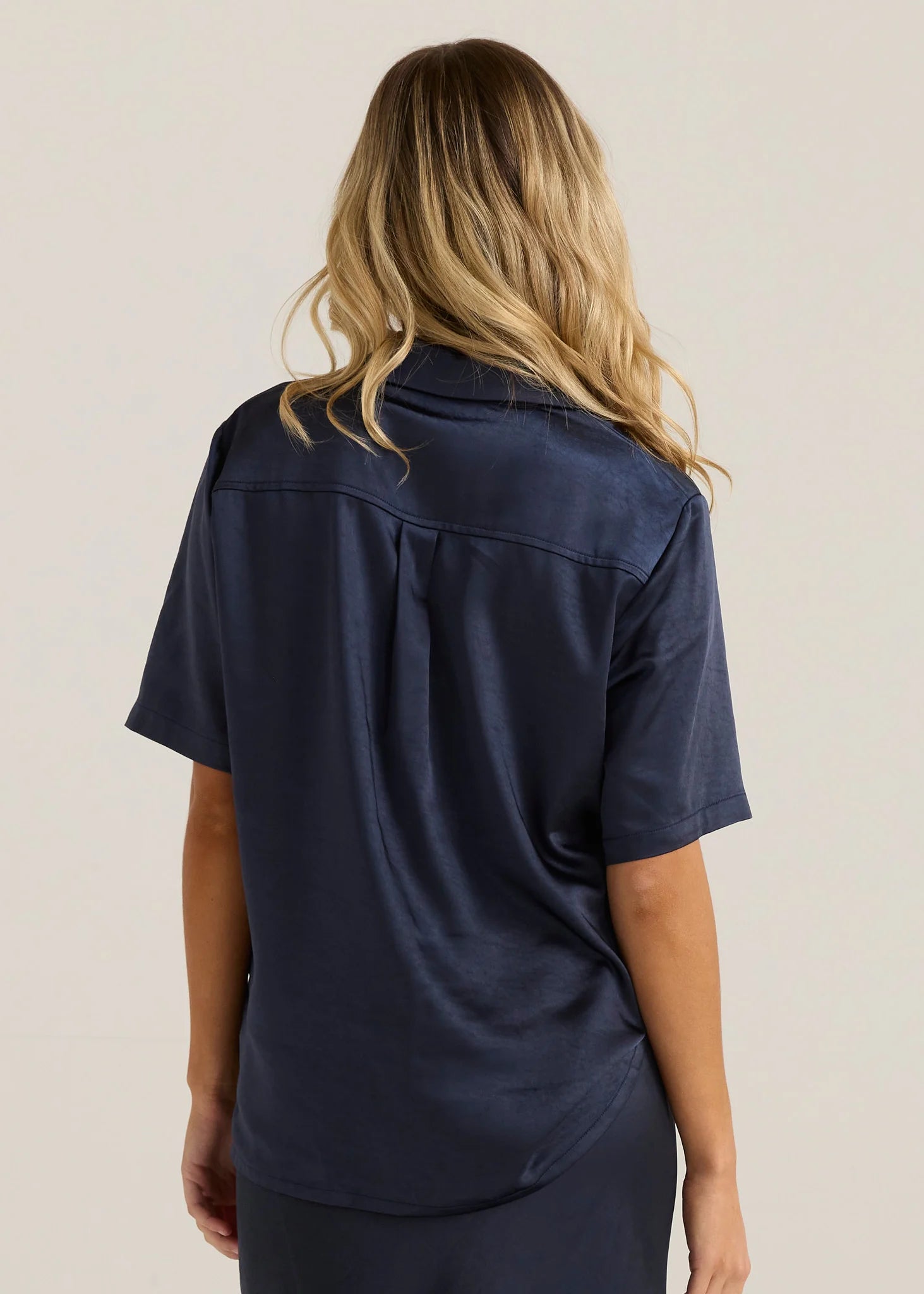 Jasper Satin Shirt Navy