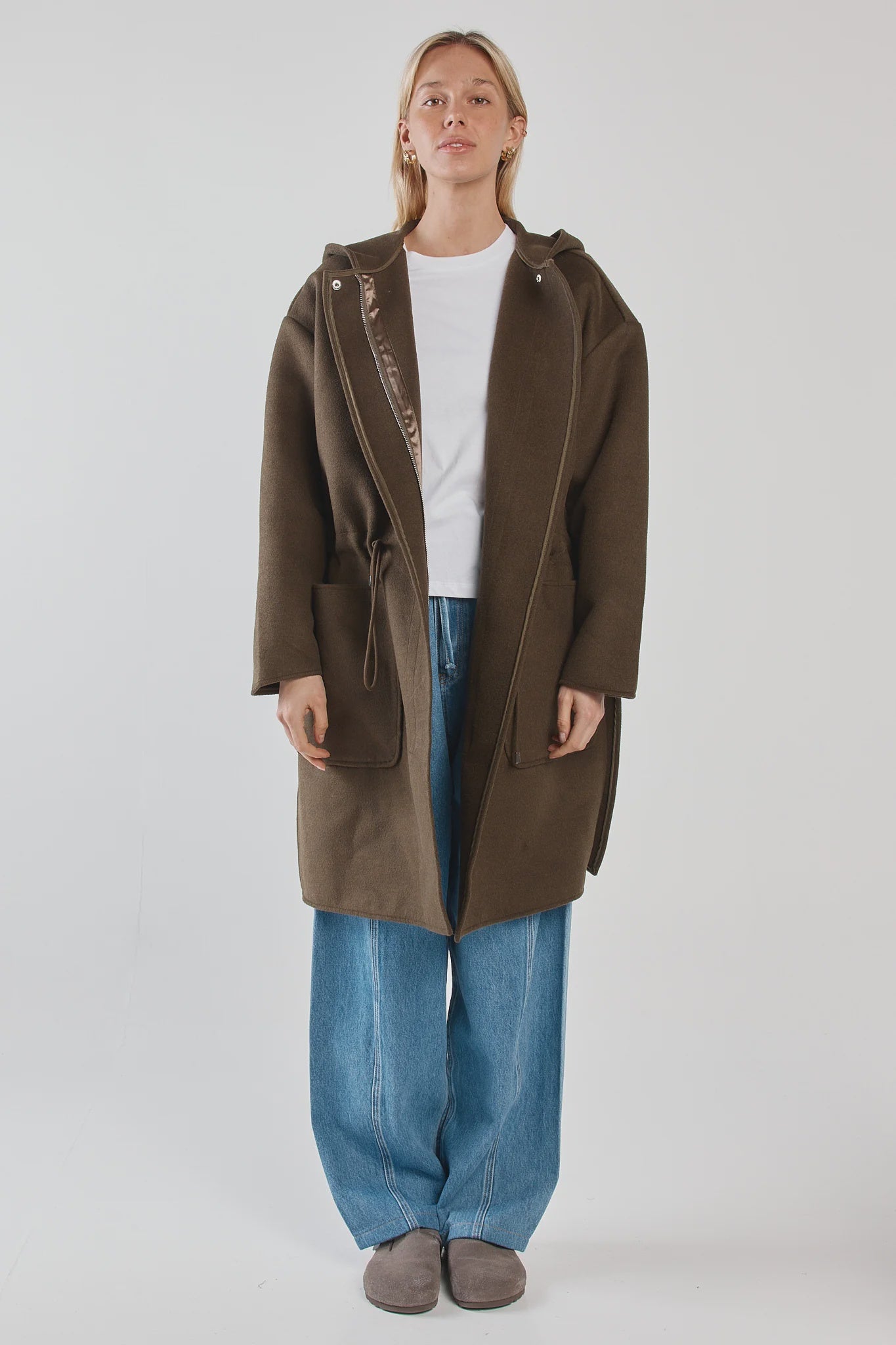Maxi Hooded Coat Dark Olive