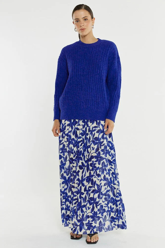 Kira Cable Knit Jumper Cobalt Blue