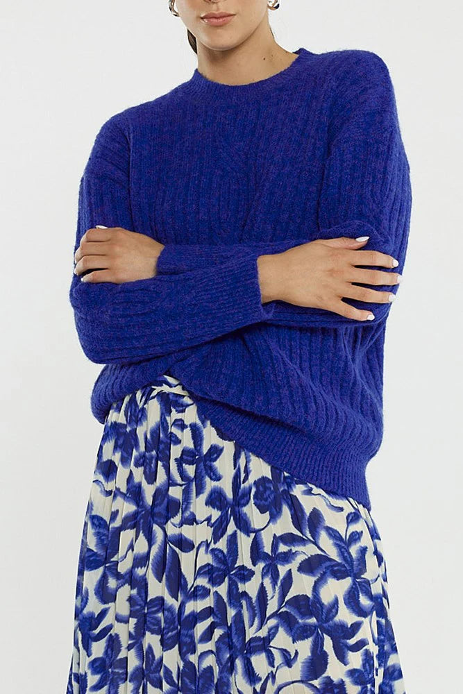 Kira Cable Knit Jumper Cobalt Blue