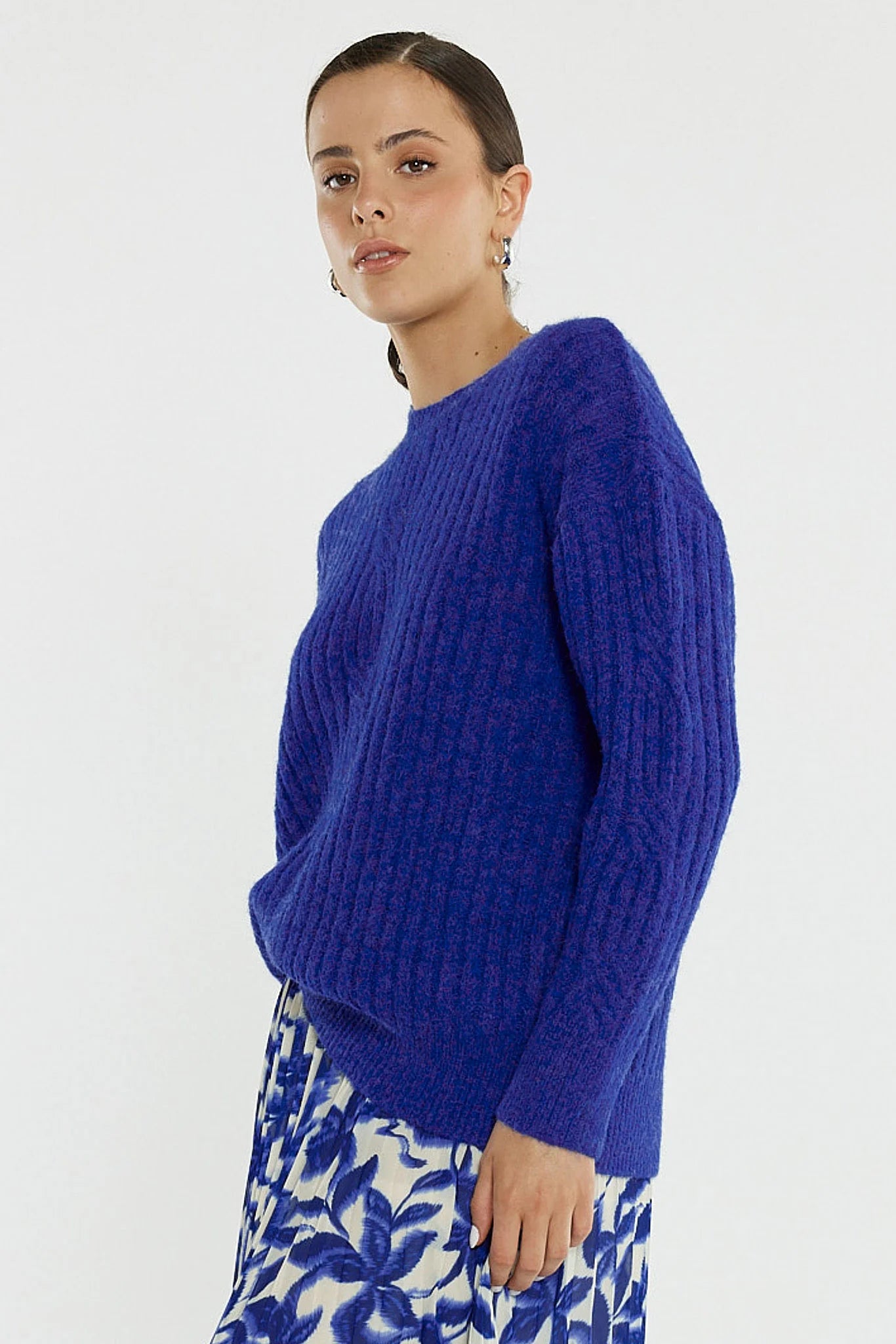 Kira Cable Knit Jumper Cobalt Blue