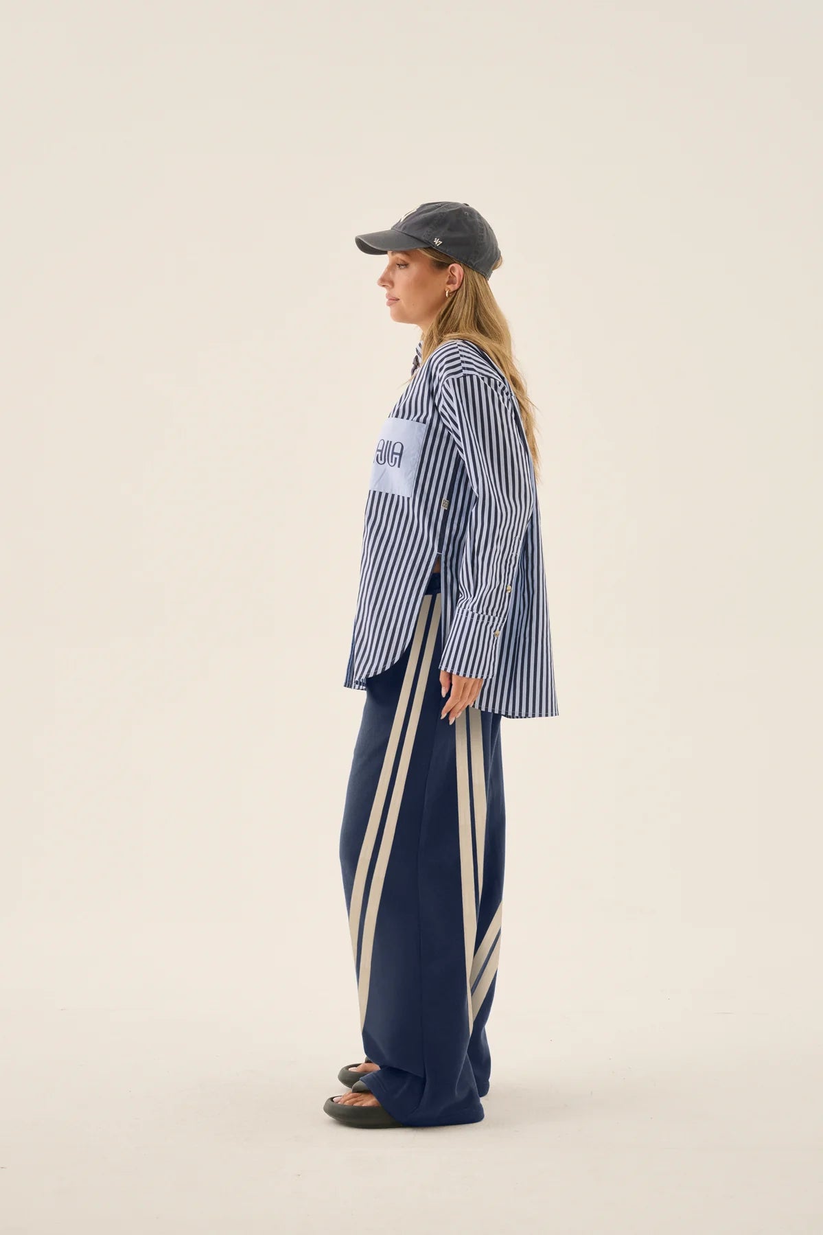 AJJA Shirt Navy Blue Stripe