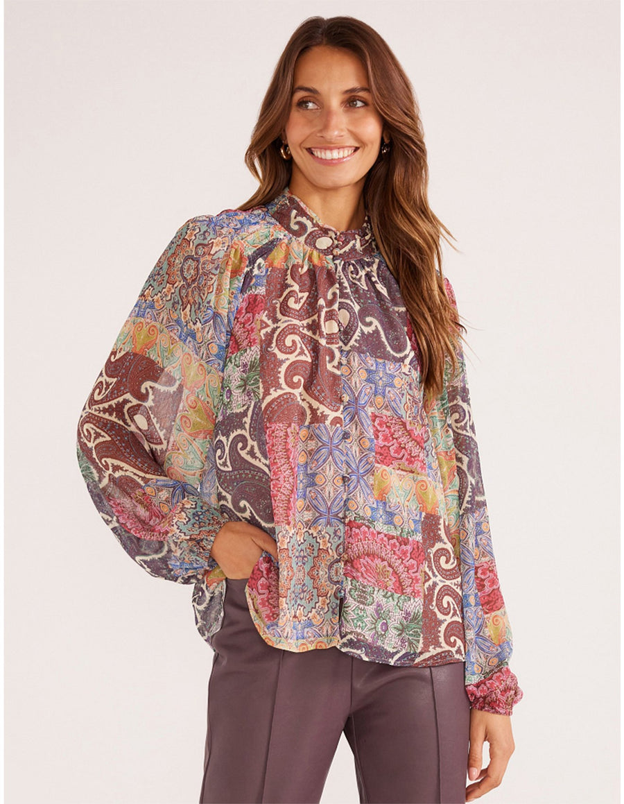 Ciana Button Down Blouse Paisley