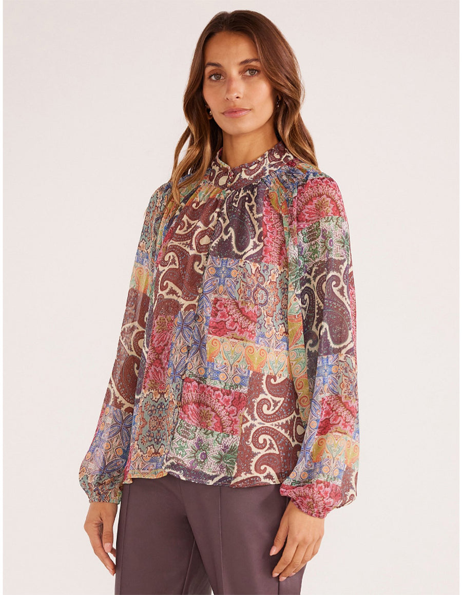 Ciana Button Down Blouse Paisley