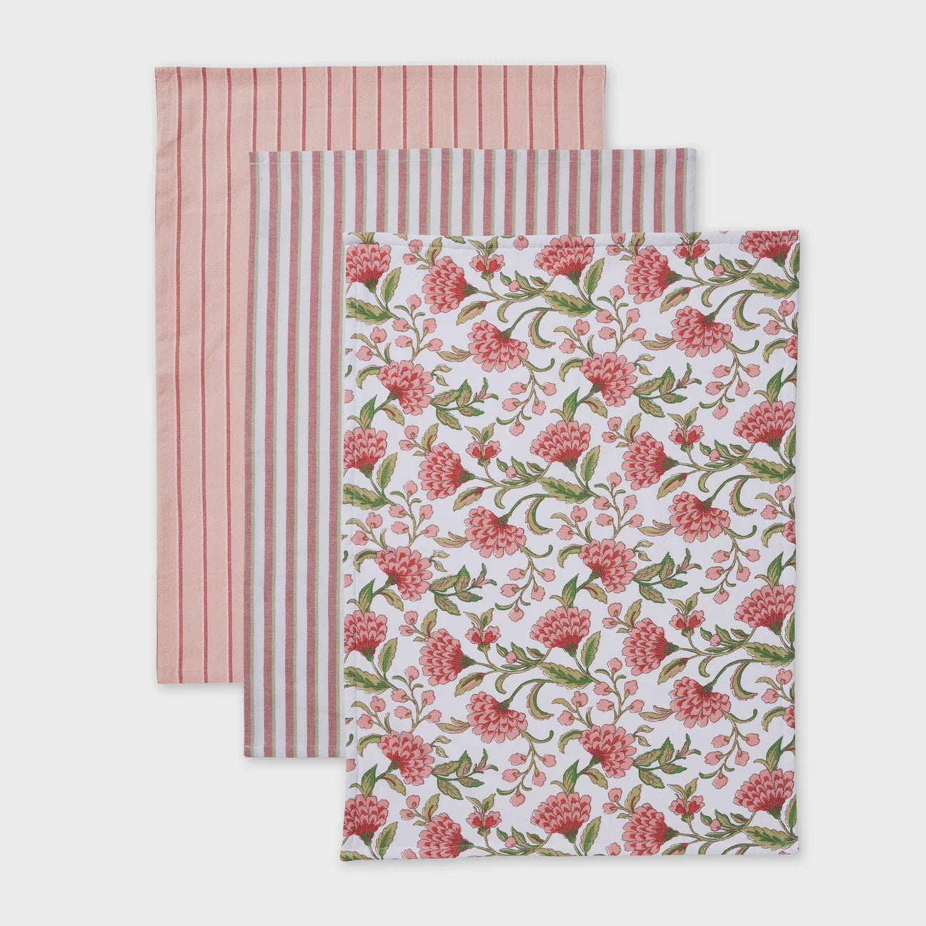 Georgia Pink/Green Teatowel Pack 3