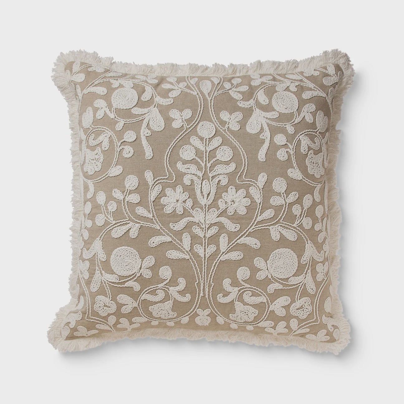 Lucinda White Embroidered Cushion