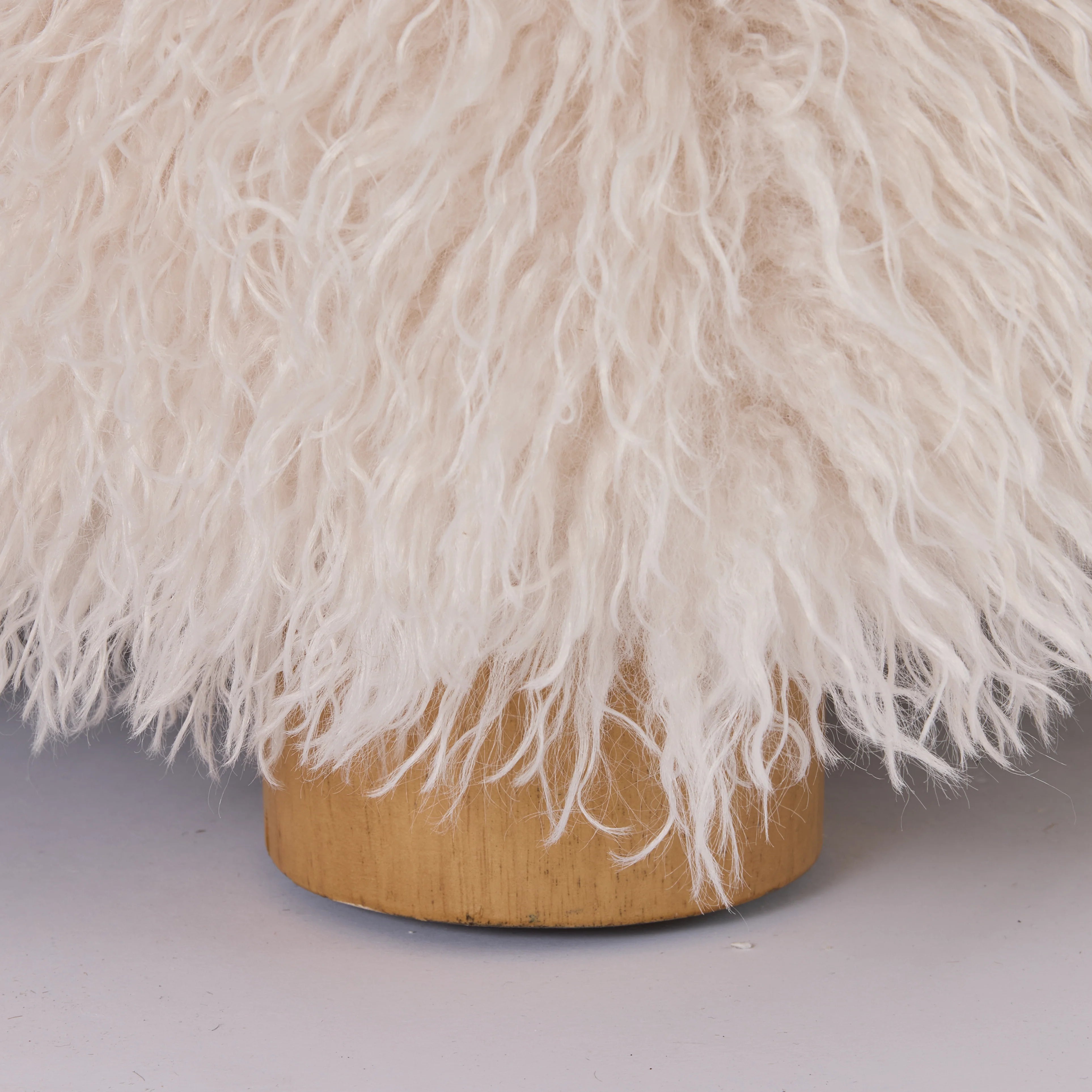 Kristoff Ivory Fur Ottoman