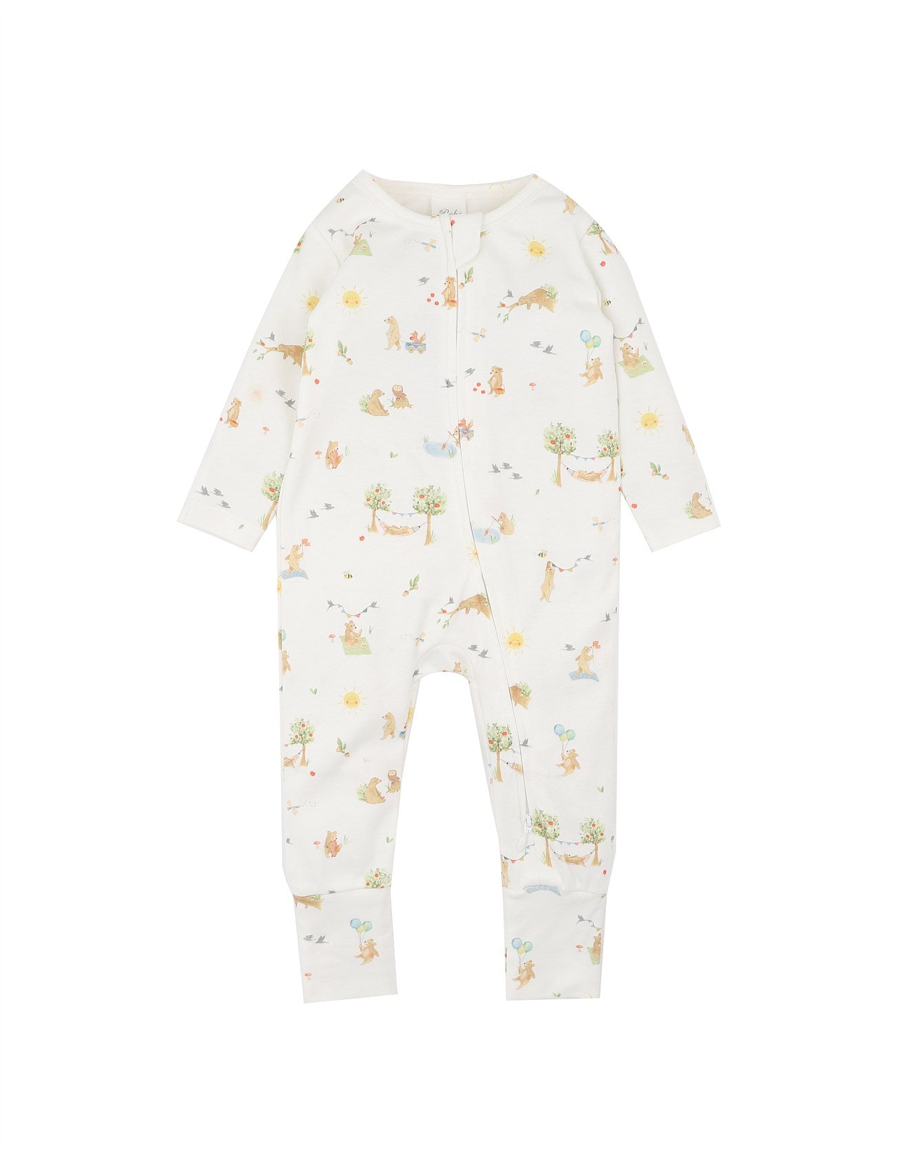 Bear Print Organic LS Zipsuit