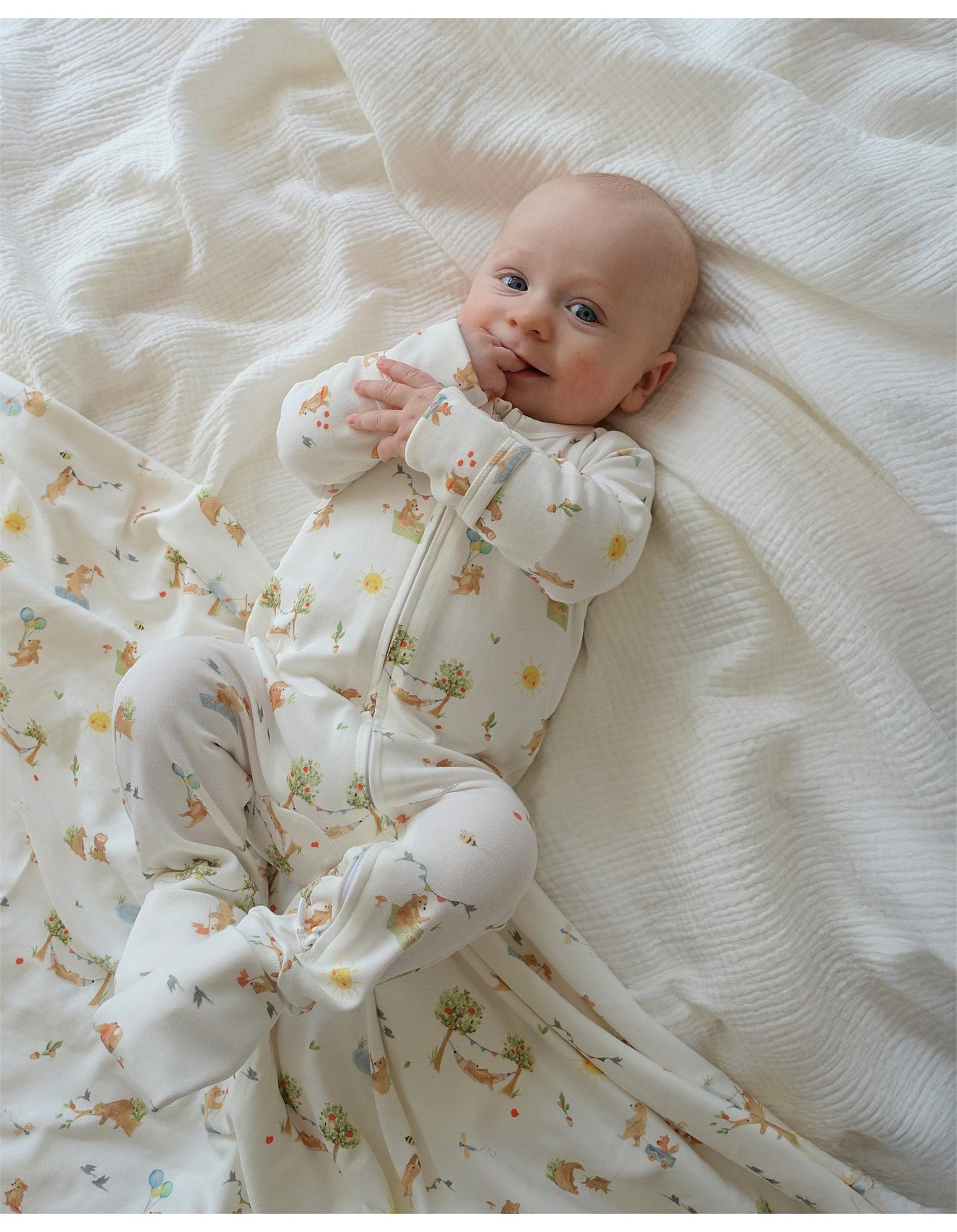 Bear Print Organic LS Zipsuit