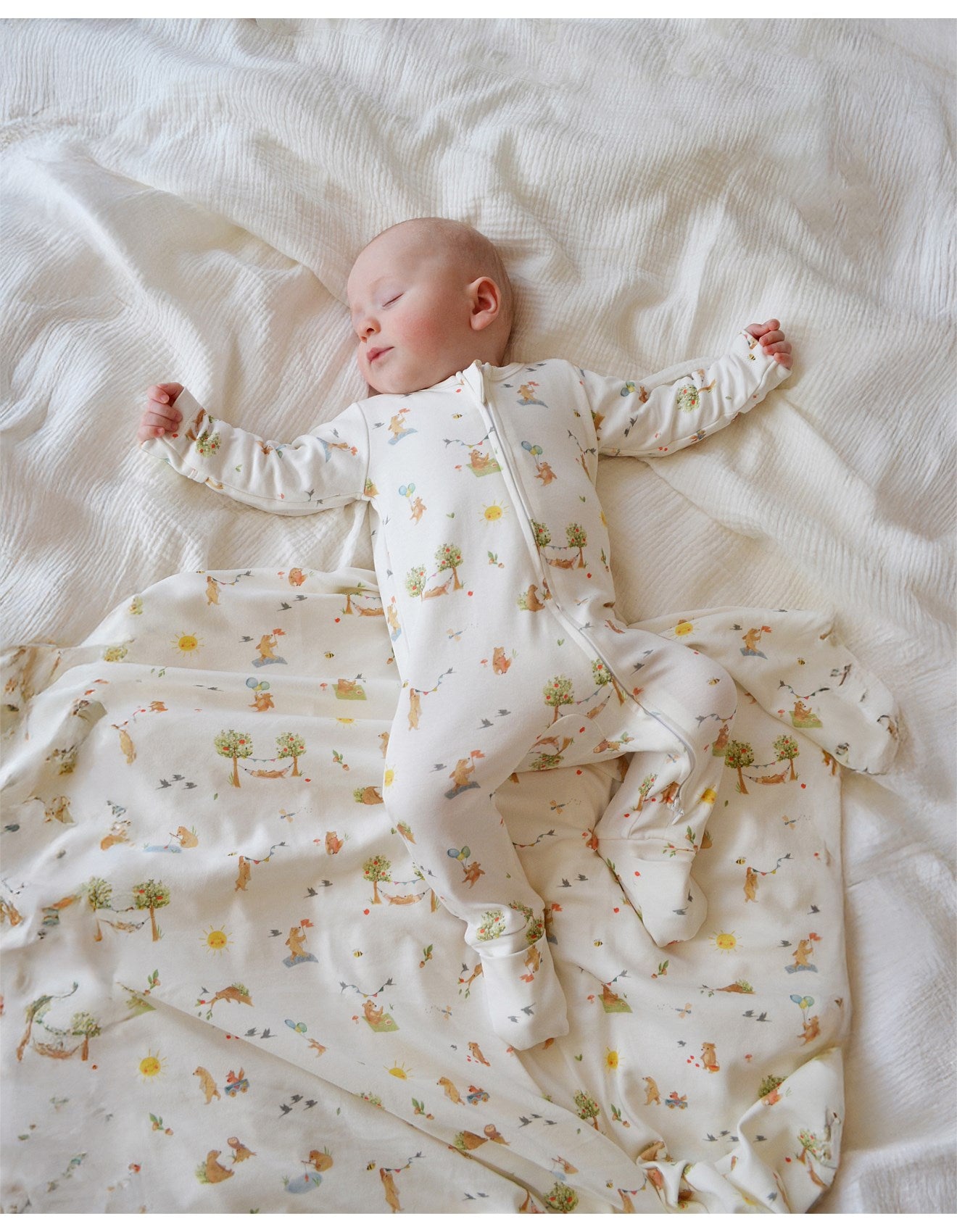 Bear Print Organic LS Zipsuit