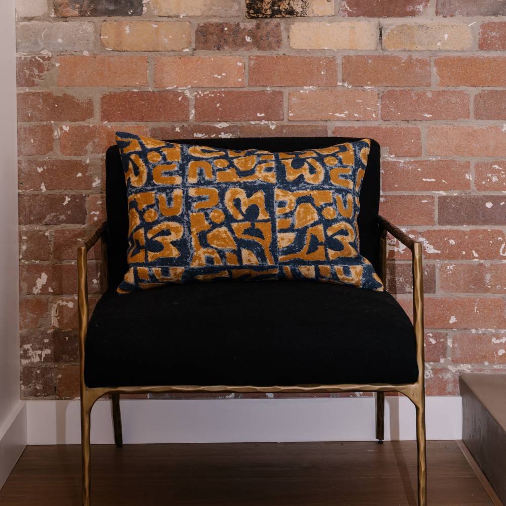 PeeKay Cushion - Blue & Mustard 40x60cm