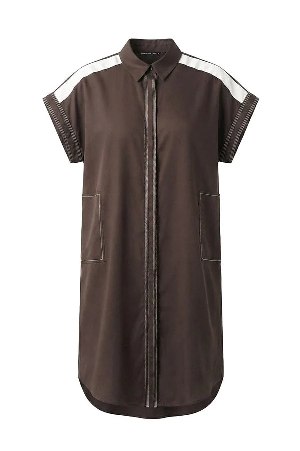 Juan Shirt Dress Espresso/White