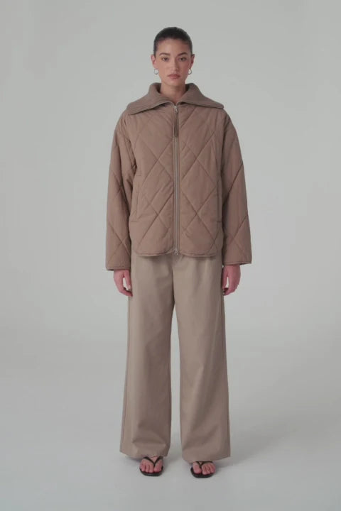 Reece Quilted Jacket - Taupe