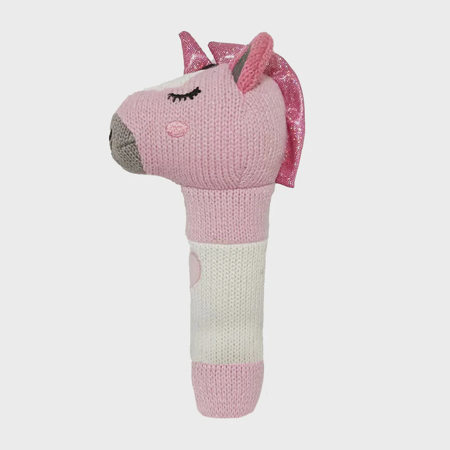 Knitted Hand Rattle Unicorn