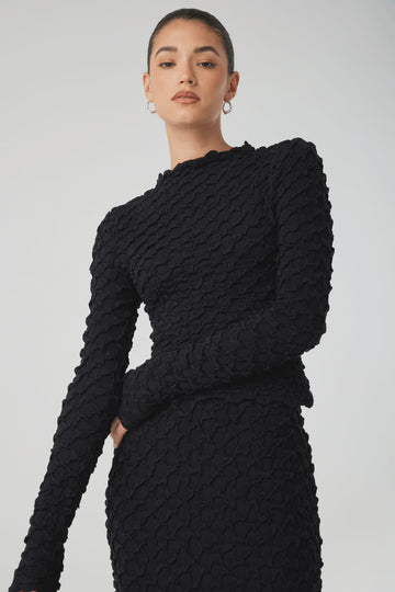 Suvi High Neck Top - Black