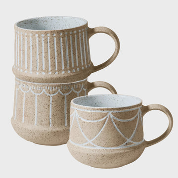 Set of 3 Mugs / Natural Entertainer - Etching
