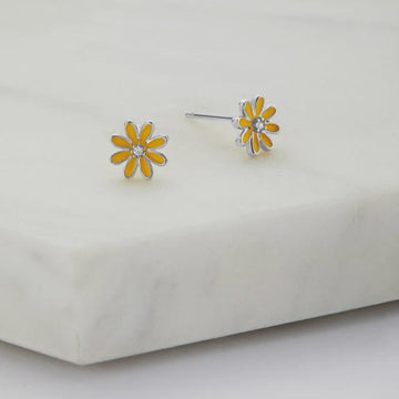 Daisy Stud Earring - Yellow - 925 Sterling silver